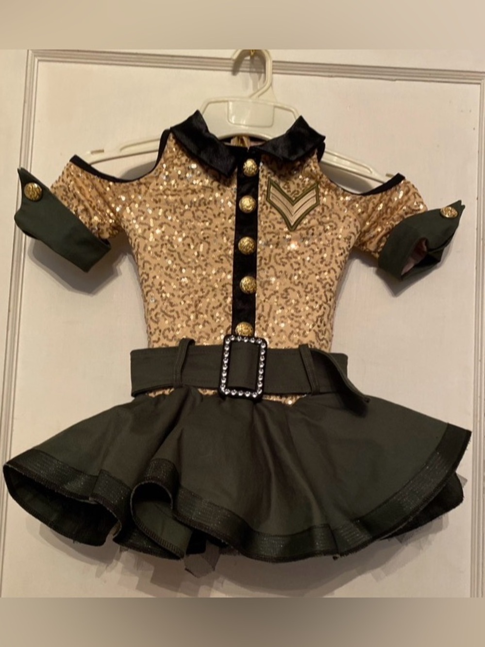 V! Weissman Mighty Wings Military Style Costume Small Gold Sequin Cosplay